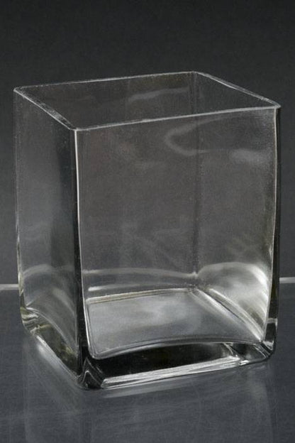 4" X 4" X 5" Glass Squared Vase Clear