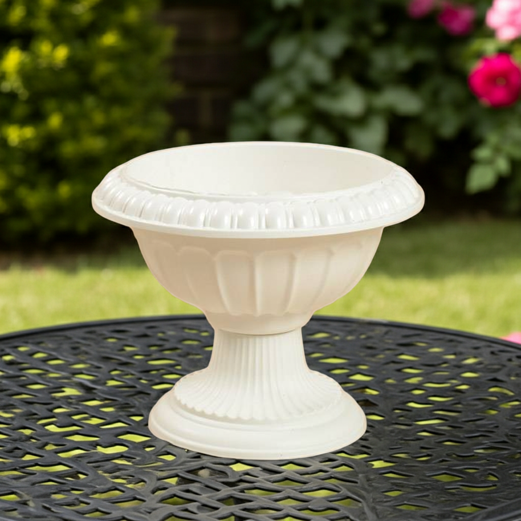 10" Plastic Grecian Urn White