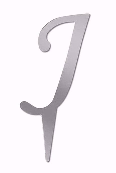 4.5" Cake Topper Letter J Silver