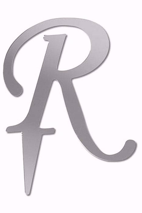 4.5" Cake Topper Letter R Silver