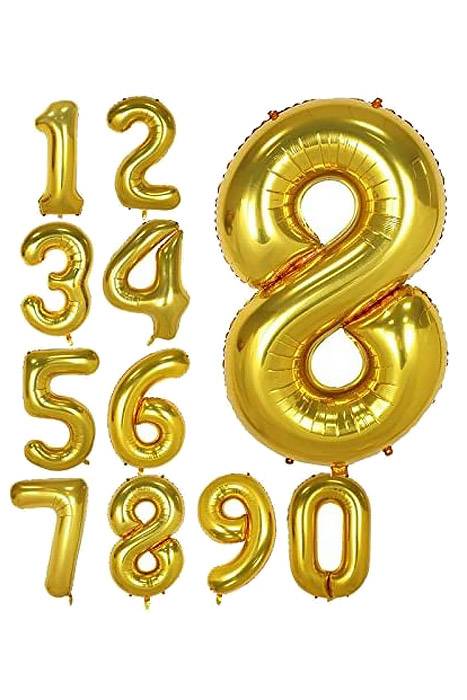 40&quot; Number Foil Balloons Gold