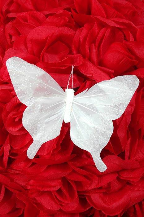 4" Nylon Artificial Decorative Butterfly White Pkg/12