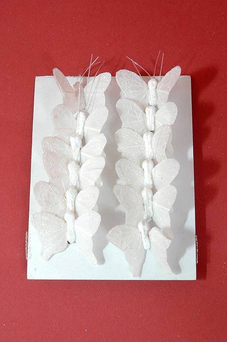 0.5&quot; Mini Nylon Artificial Fabric Butterfly White Pkg/12