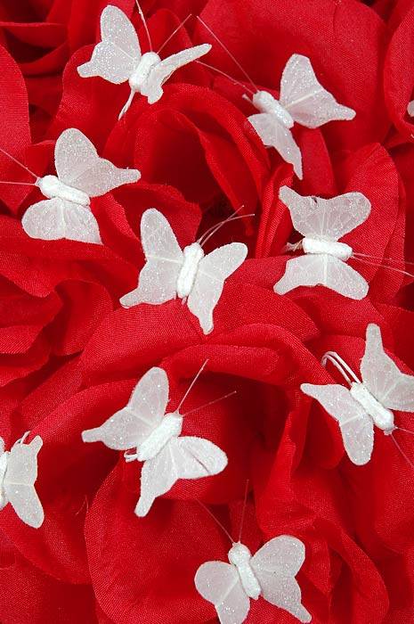 0.5&quot; Mini Nylon Artificial Fabric Butterfly White Pkg/12