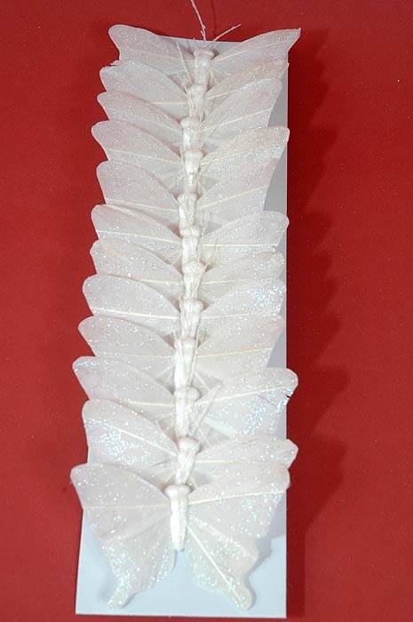 3&quot; Nylon Wholesale Artificial Butterfly White Pkg/12