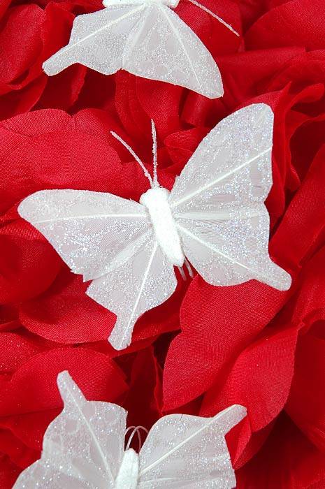 3&quot; Nylon Wholesale Artificial Butterfly White Pkg/12