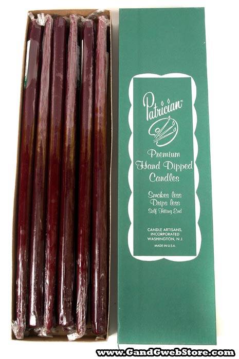 18" Patrician Taper Burgundy Box/12