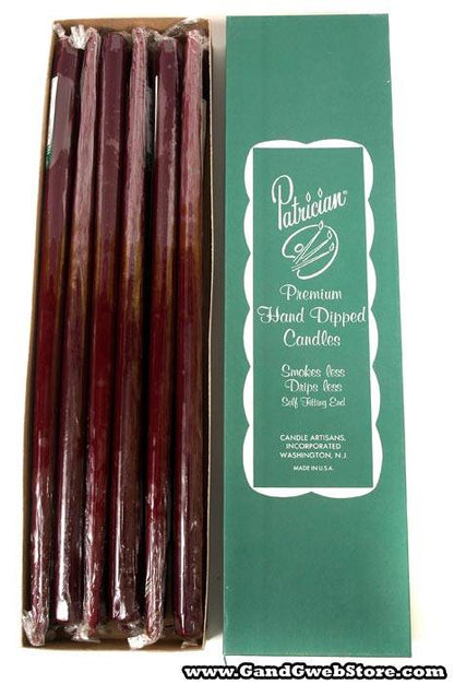 18" Patrician Taper Burgundy Box/12