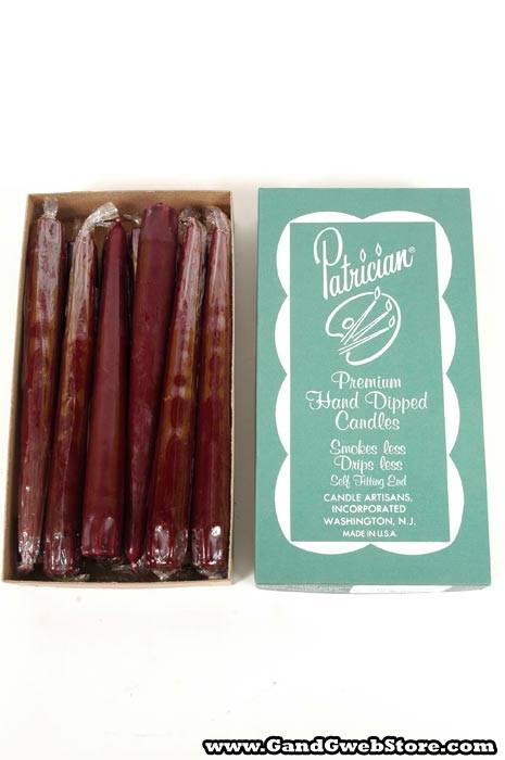 8" Patrician Taper Burgundy Box/12