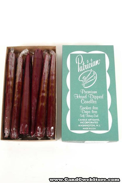 8" Patrician Taper Burgundy Box/12
