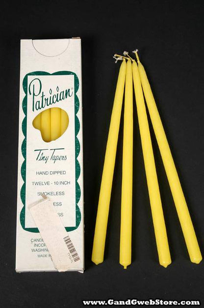 10" Tiny Floral Taper Yellow Pkg/12