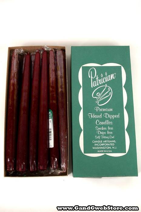 10&quot; Patrician Taper Burgundy Box/12
