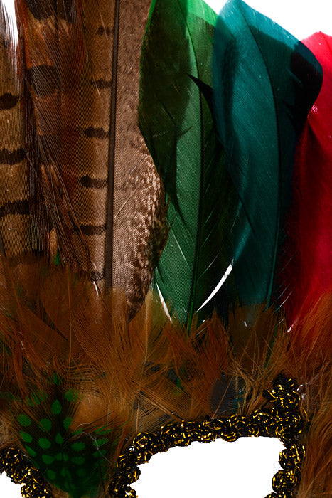 FEATHER MASK GREEN/TURQUOISE/RED