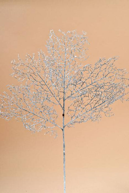 30" X 18" Glittered Coral Fern Spray Silver