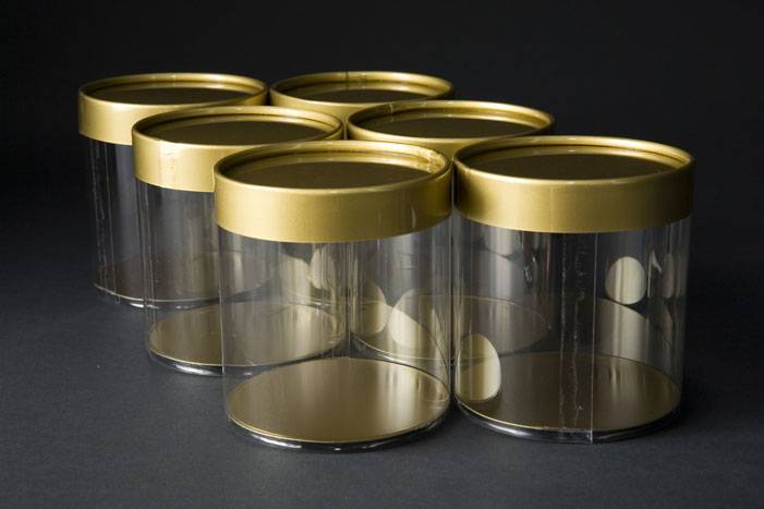 3" X 3" Gold Cylinder Box Pkg/6