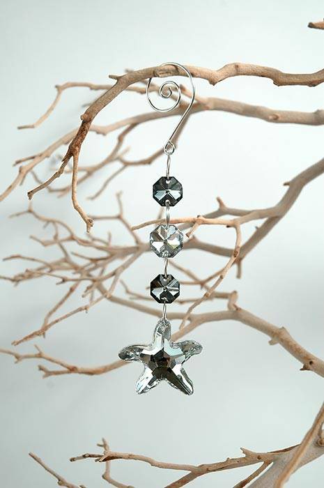 6.5" Crystal Bead Hanging Drop Silver/black Ea