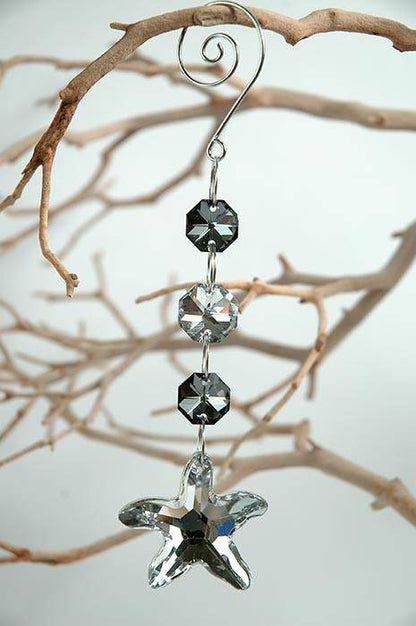 6.5" Crystal Bead Hanging Drop Silver/black Ea