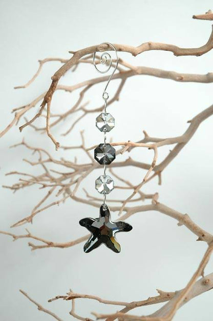 6.5" Crystal Bead Hanging Drop Silver/black Ea