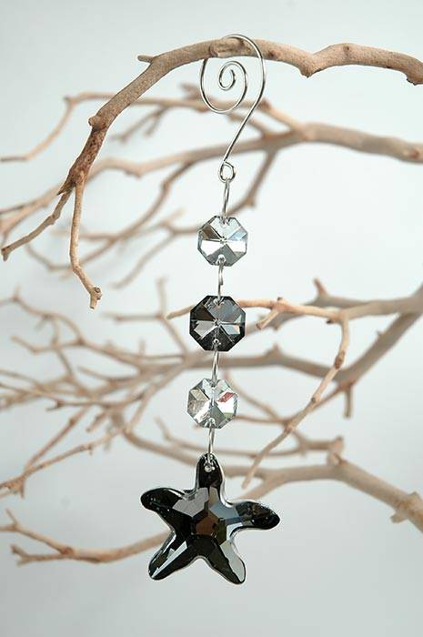 6.5" Crystal Bead Hanging Drop Silver/black Ea