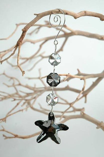 6.5" Crystal Bead Hanging Drop Silver/black Ea