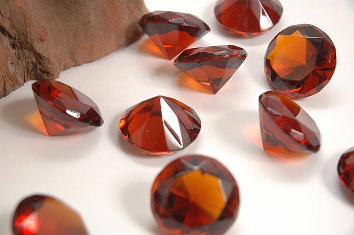 30mm Crystal Diamond Amber Pkg/12