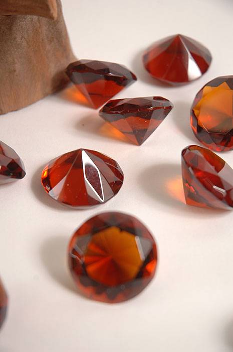 30mm Crystal Diamond Amber Pkg/12