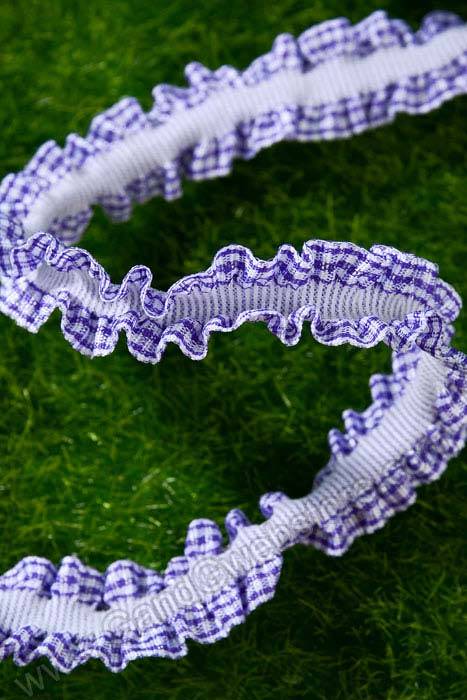 5/8" X 10yds Stripe &amp; Checker Elastic Ruffle Ribbon Purple