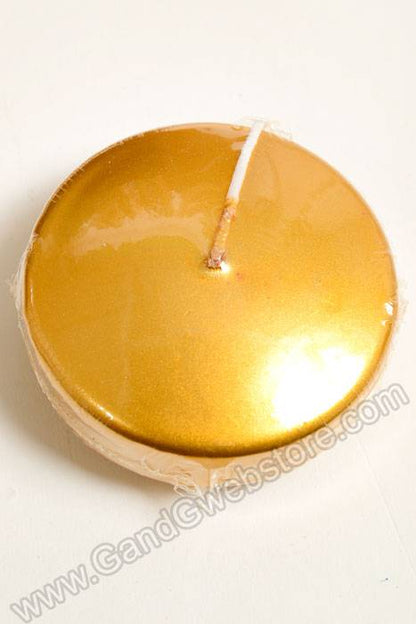 3" Metallic Disc Floating Candle Gold