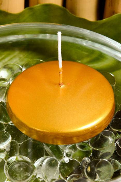 3" Metallic Disc Floating Candle Gold