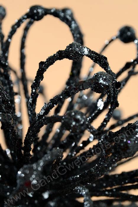 23" Glitter Flower Ball Spray Black