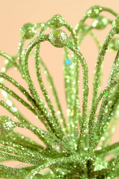 23" Glitter Flower Ball Spray Green