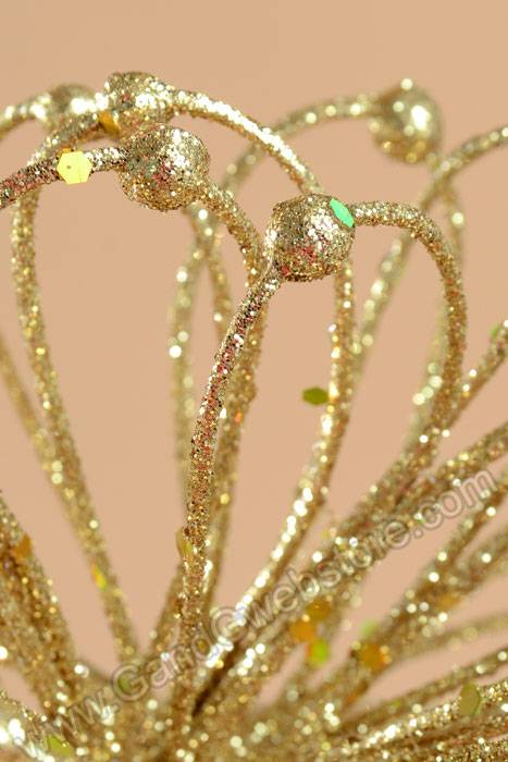 23" Glitter Flower Ball Spray Gold