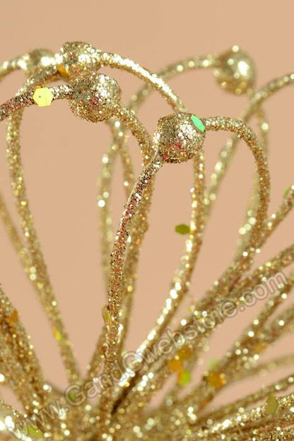 23" Glitter Flower Ball Spray Gold