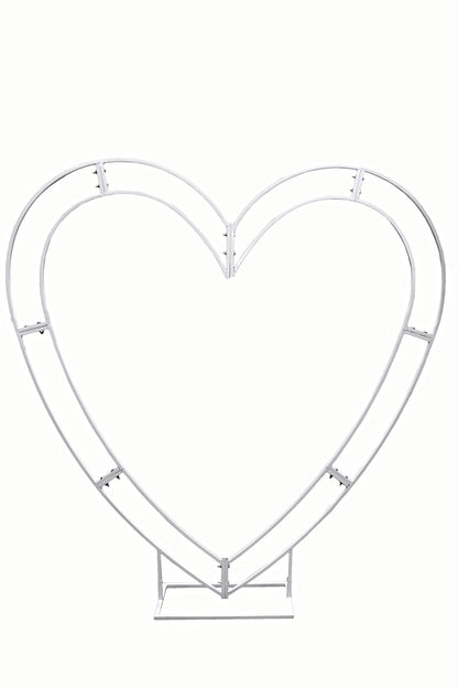 81" Metal Heart Arch White