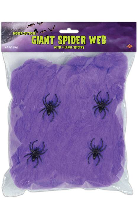 Giant Spider Web W/4 Spiders Purple