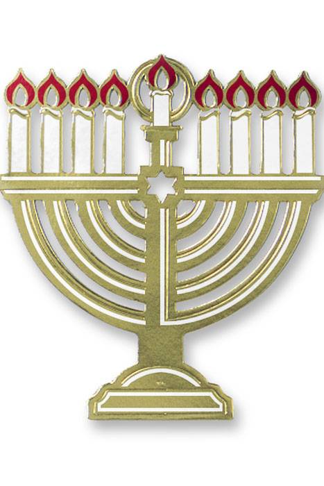 14" X 13" Foil Menorah Silhouette Gold Pkg/6