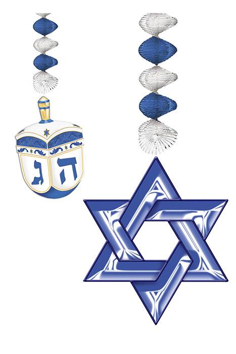 30" Hanukkah Danglers Blue/silver Pkg/2
