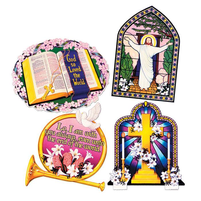 14" X 16" Religion Inspirational Cutouts Set/4 Multicolor