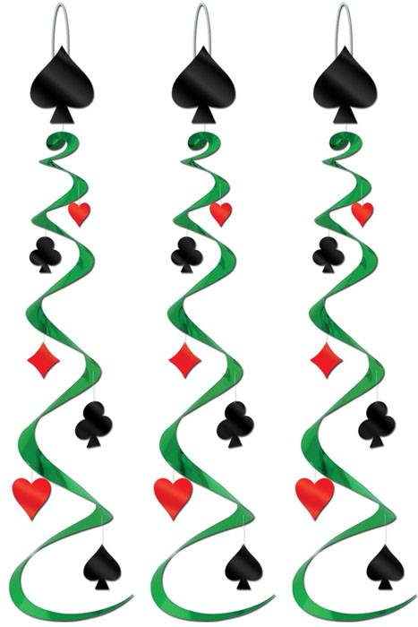 30" Card "suits" Whirls Green/black/red Pkg/3