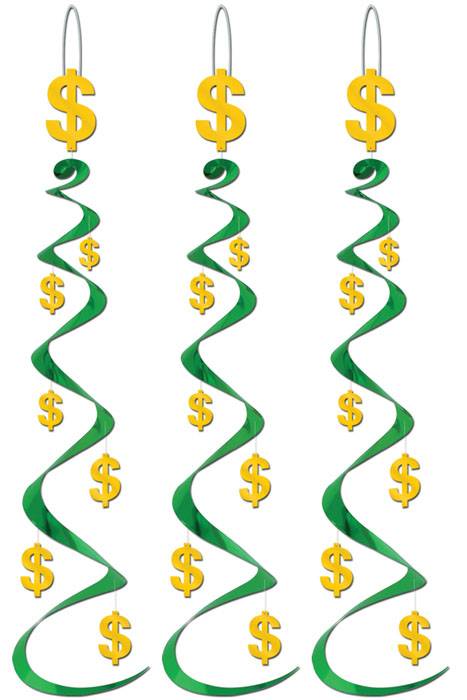 30&quot; Dollar Sign Whirls Green/gold Set/3