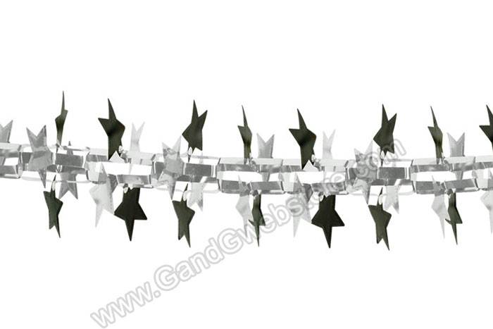 12" X 9ft Star Garland/column Black/silver