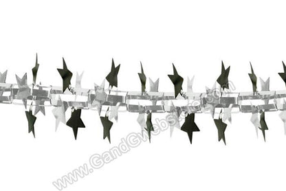 12" X 9ft Star Garland/column Black/silver