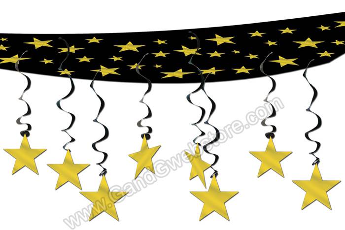 1ft X 12ft Stars Ceiling Decor Gold/black