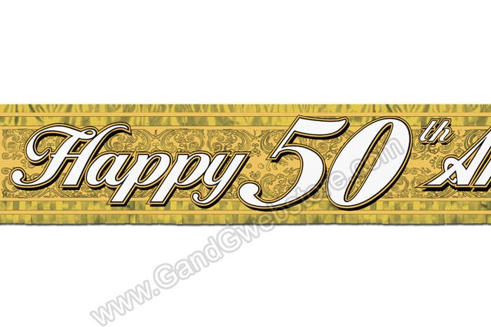 5ft Metallic 50th Anniversary Banner Gold