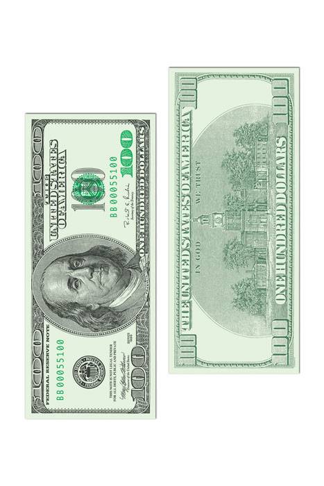 7.5&quot; X 17.5&quot; Big Bucks Cutout $100 Bill Green Pkg/3