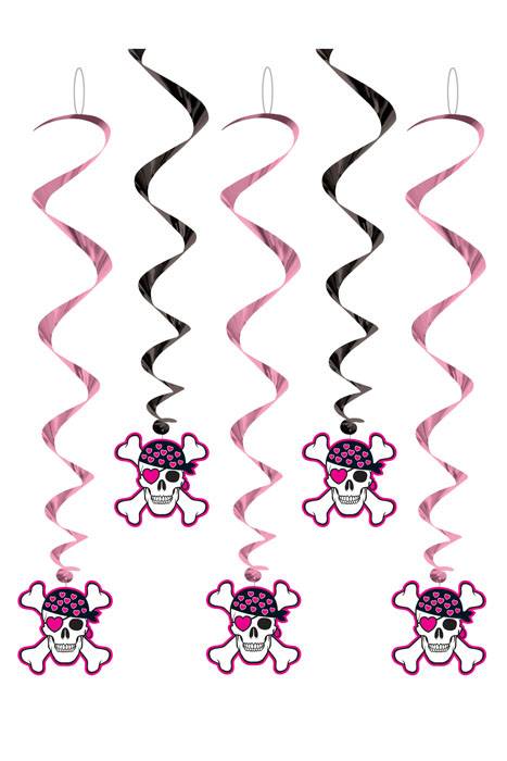 Pirate Party Whirls Pink/black Set/5