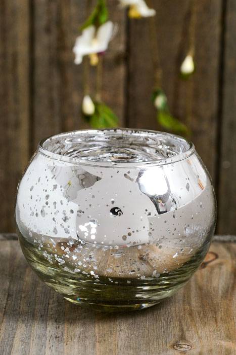 2&quot; X 2.5&quot; Mercury Candle Holder Silver Pkg/6