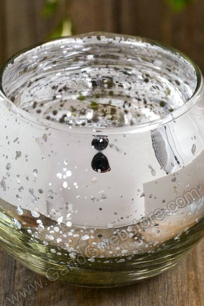 2&quot; X 2.5&quot; Mercury Candle Holder Silver Pkg/6