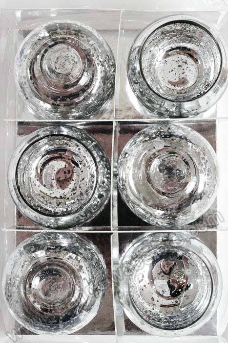 2&quot; X 2.5&quot; Mercury Candle Holder Silver Pkg/6