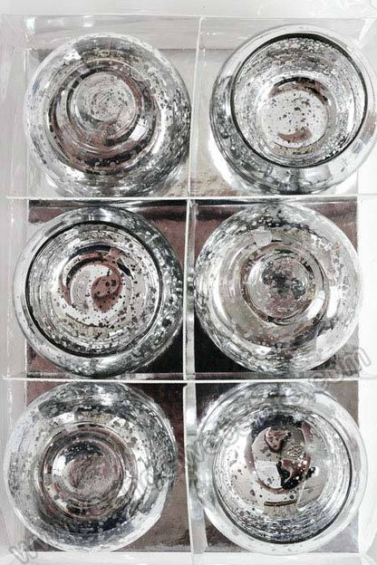 2&quot; X 2.5&quot; Mercury Candle Holder Silver Pkg/6
